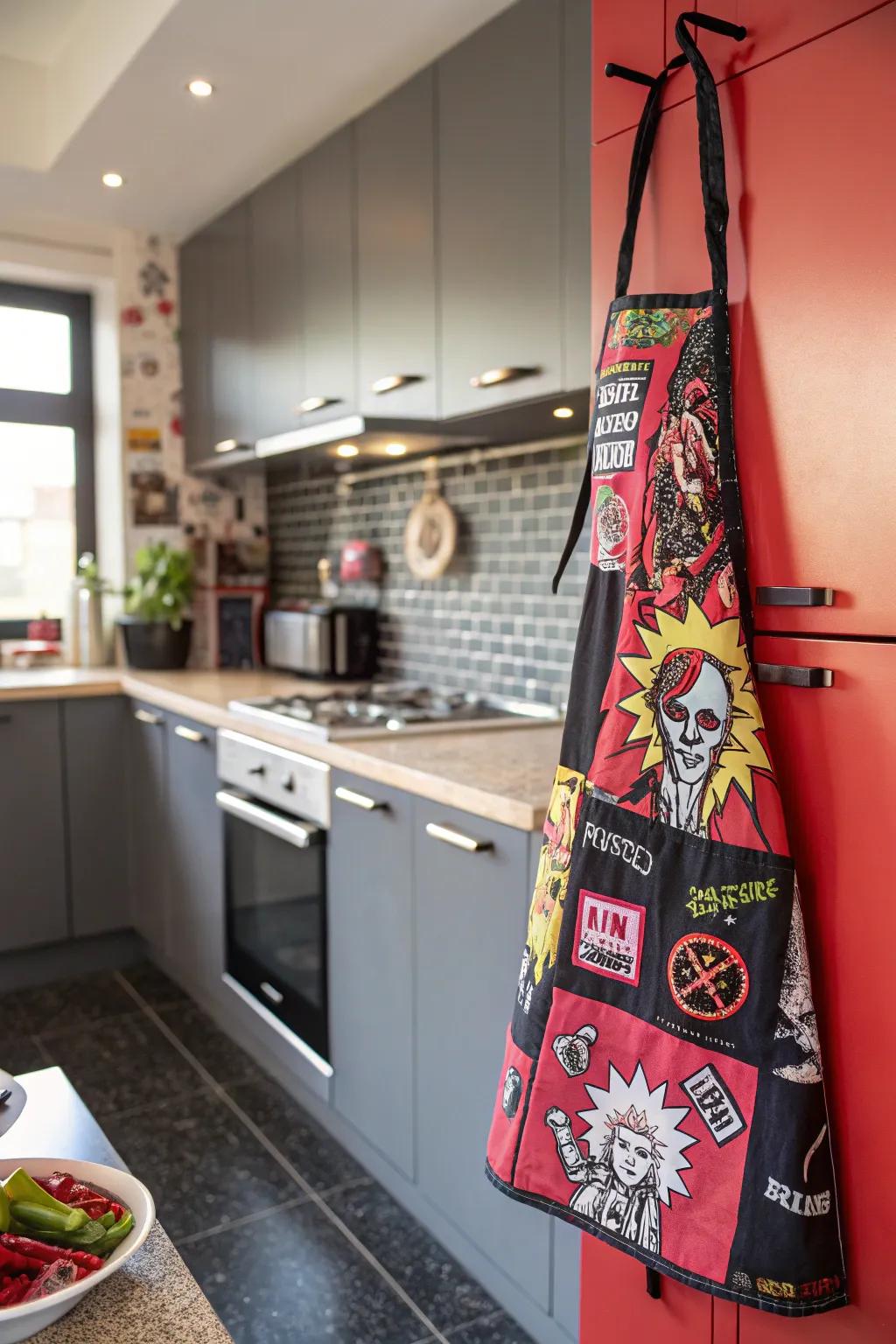 Cook in style with a patch-adorned apron.