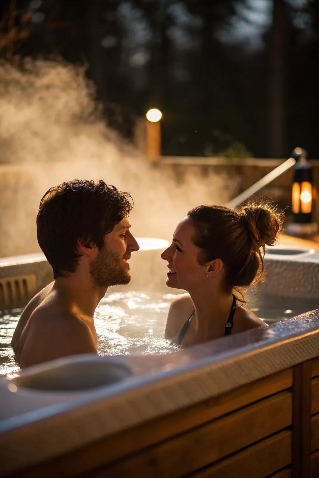 Heartfelt conversations in the jacuzzi strengthen bonds.