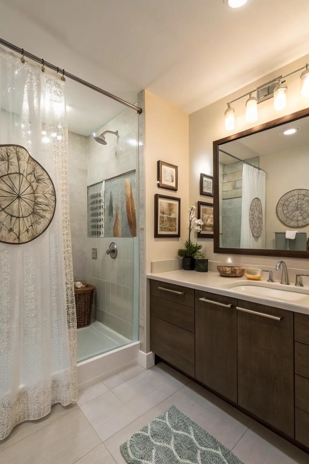 Glass rods add a unique, light, and airy touch to bathrooms.