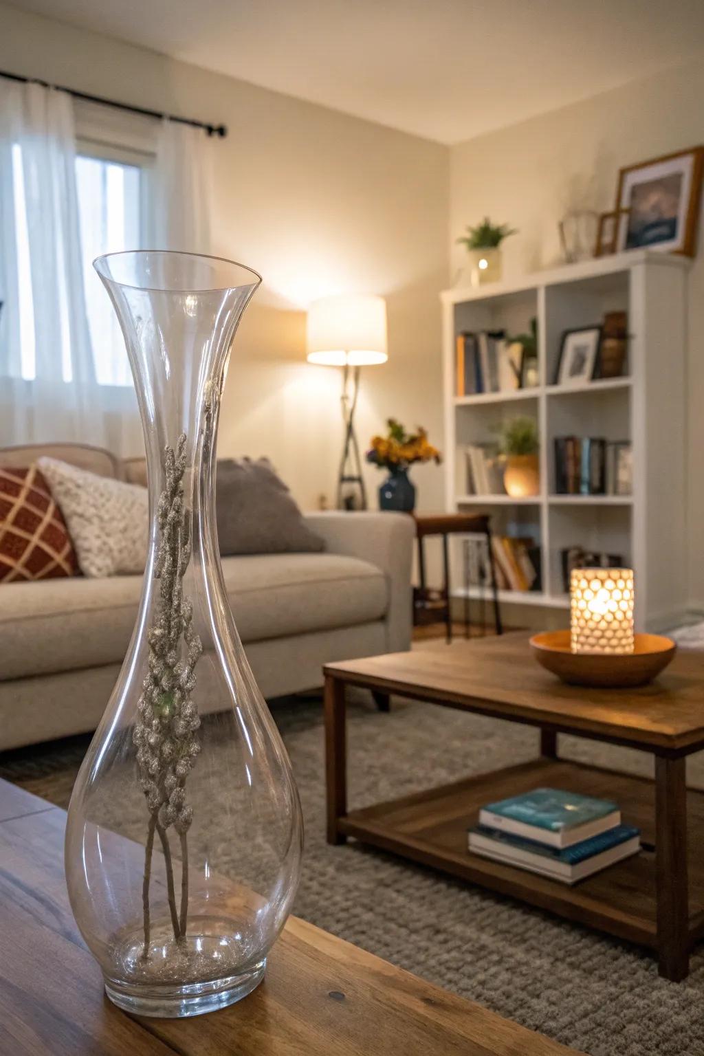 Clear vases offer elegance without visual clutter.