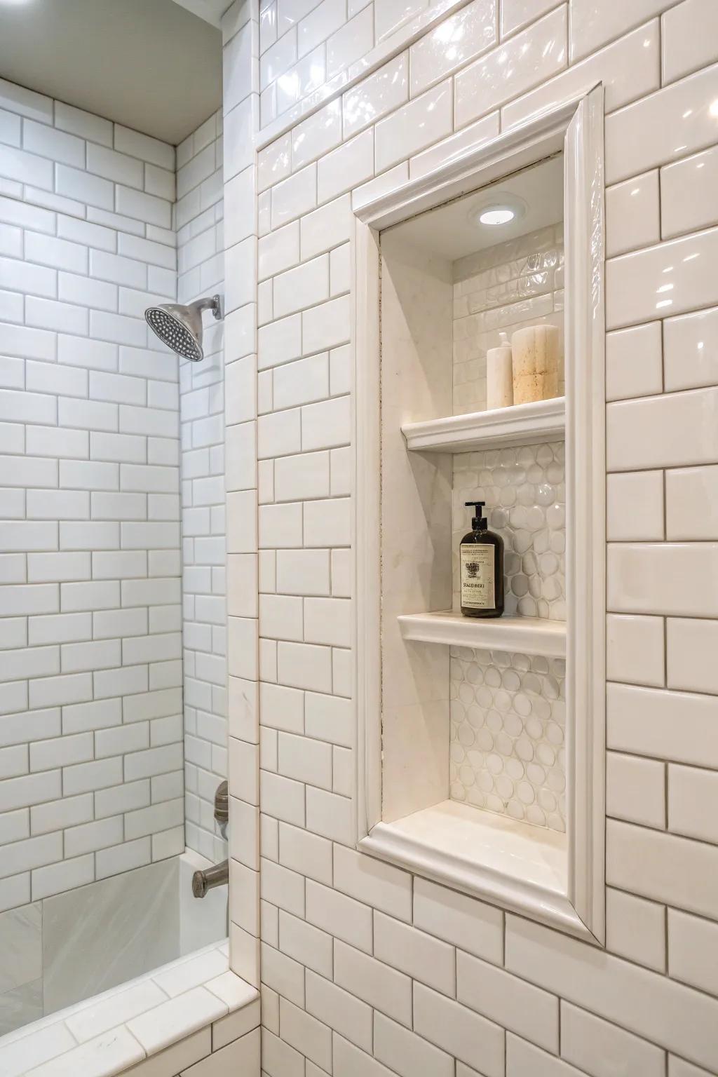 White tiles offer classic elegance and versatility.