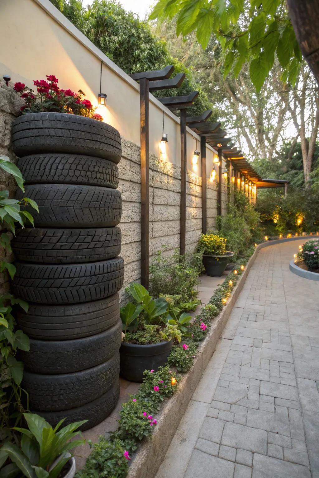 Enhance Your Space with a Tire Privacy Wall