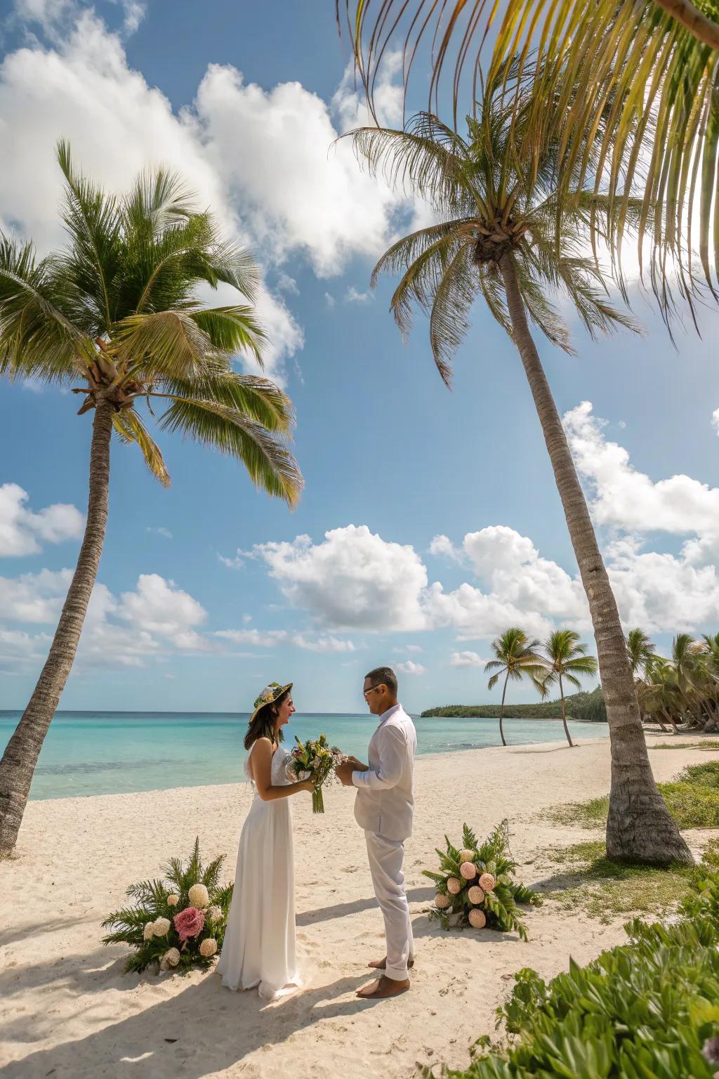 A vibrant vow renewal in a stunning tropical paradise.