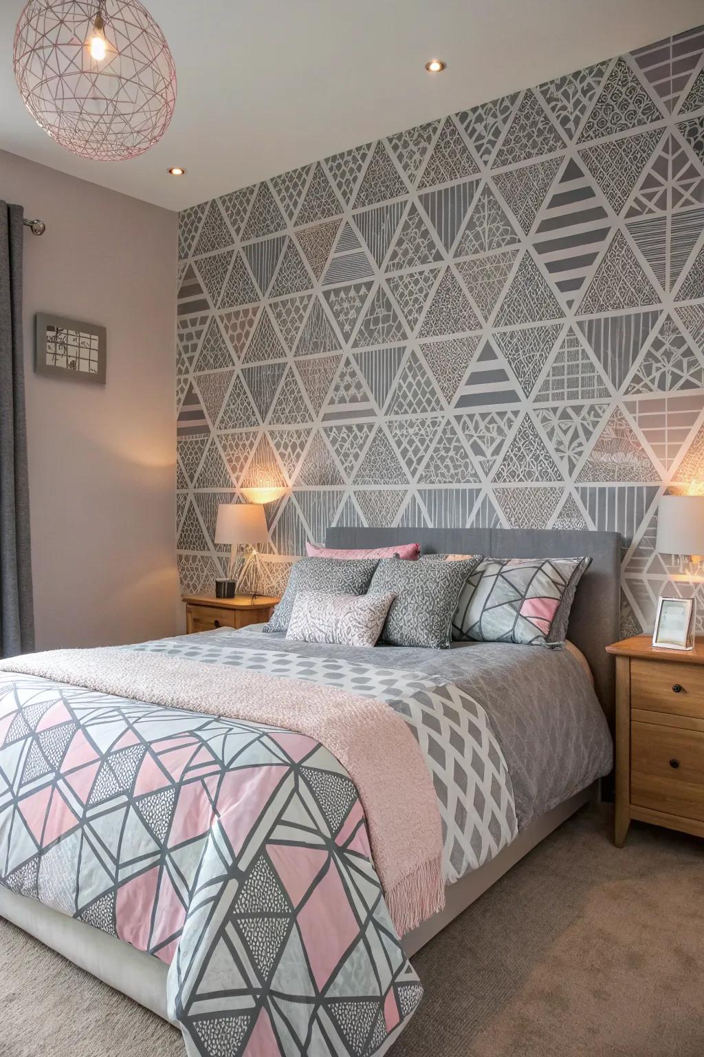 Geometric designs add a modern and artistic flair to the space.