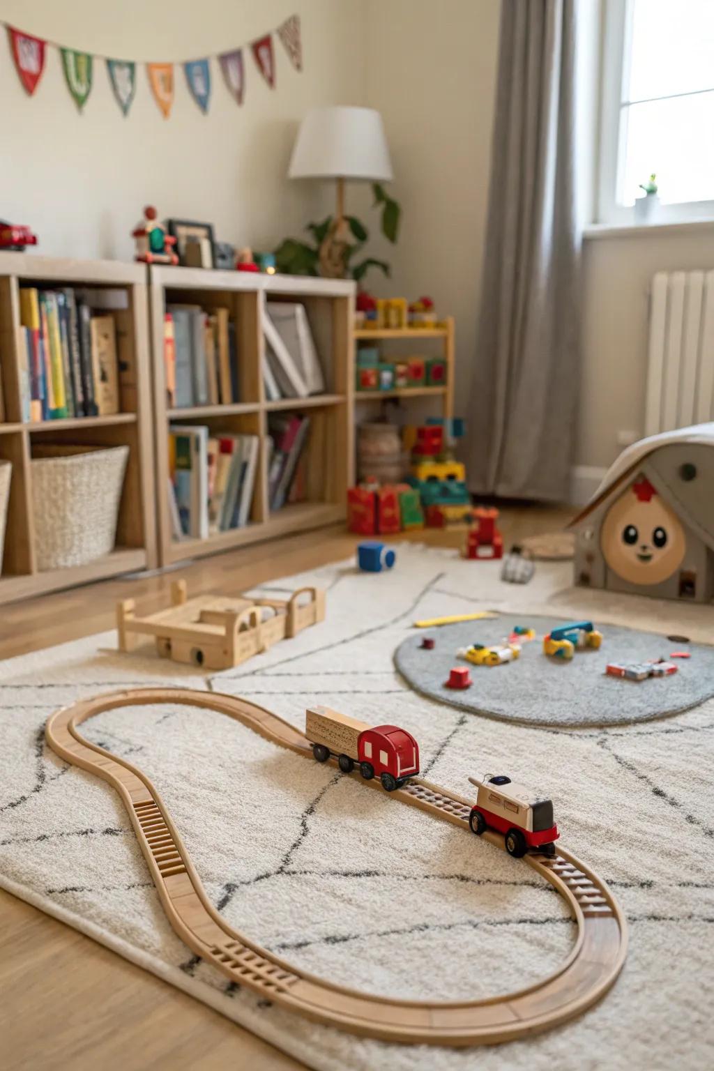 Encourage imaginative play with a wooden train set perfect for little conductors.