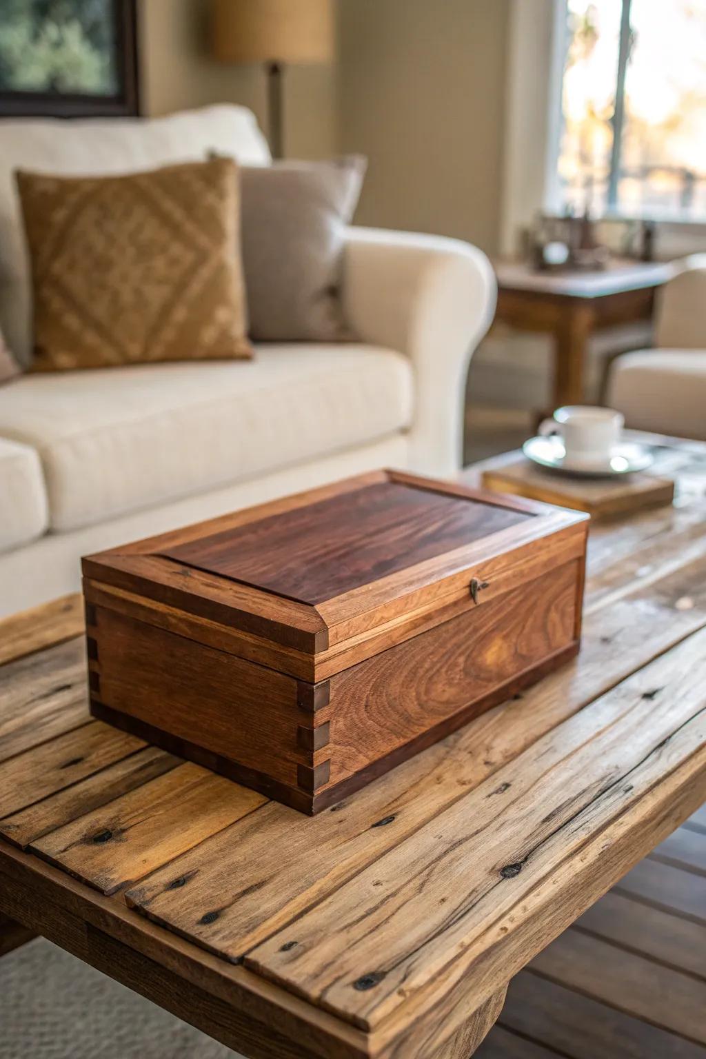 A box showcasing the natural beauty of woodgrain.