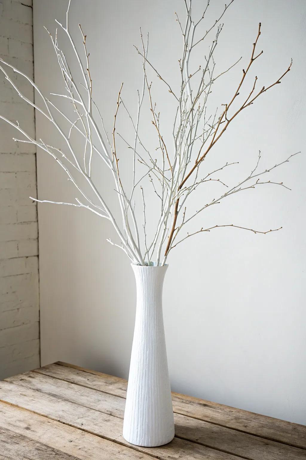 Chic minimalist branch display centerpiece