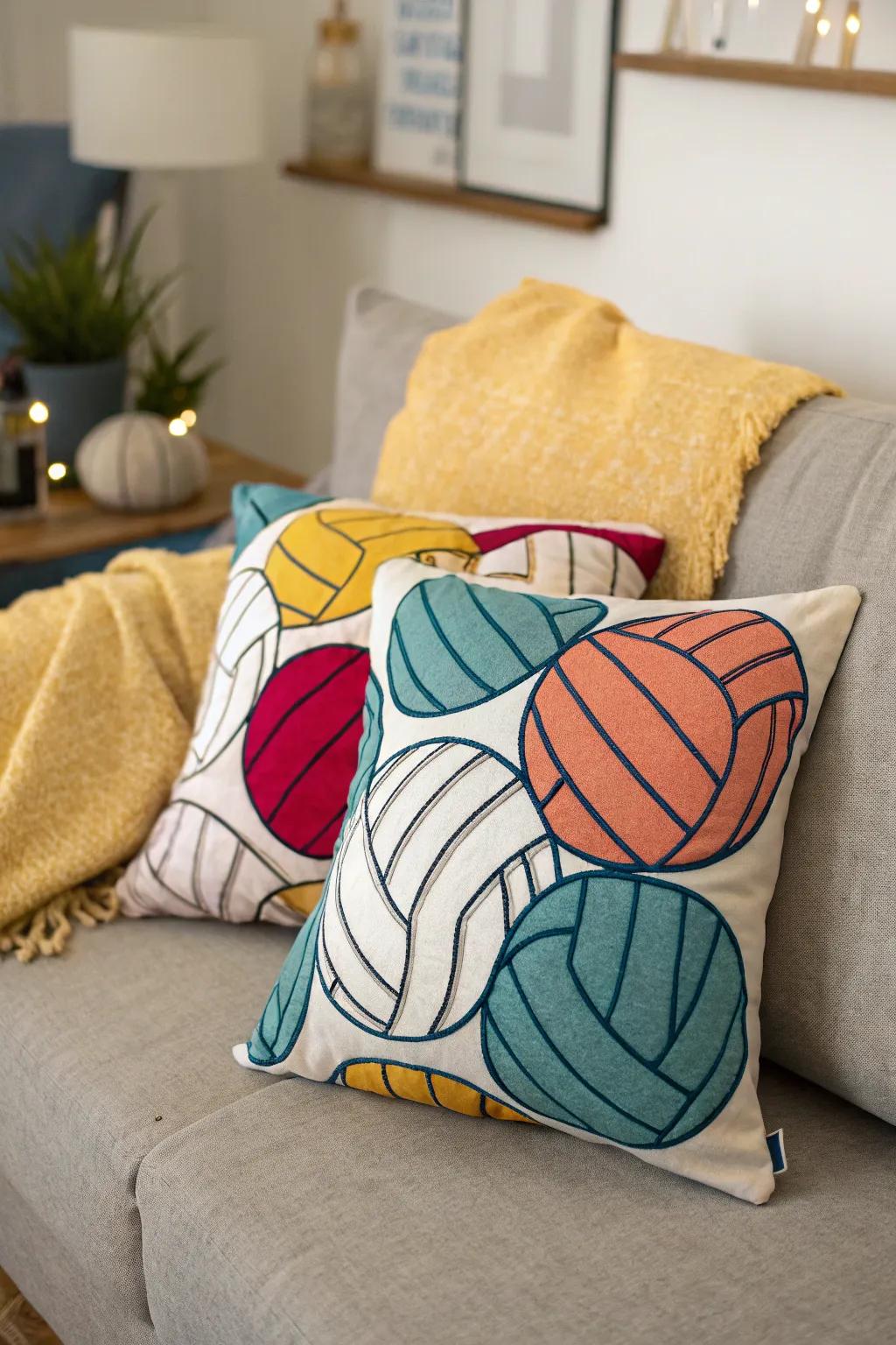 Add comfort and style with volleyball-themed pillows.