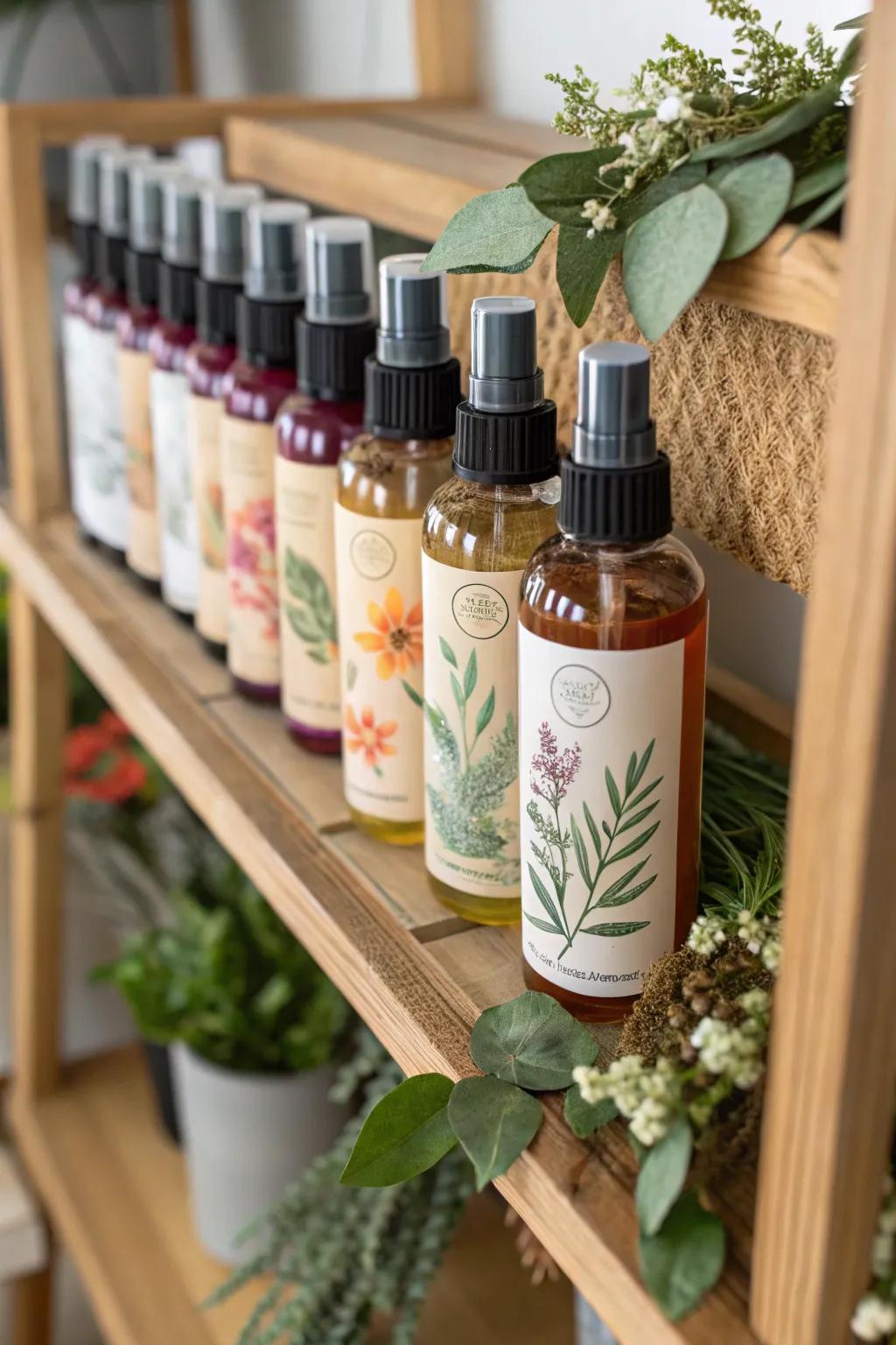 Refreshing natural room sprays providing a fragrant and eco-conscious atmosphere.