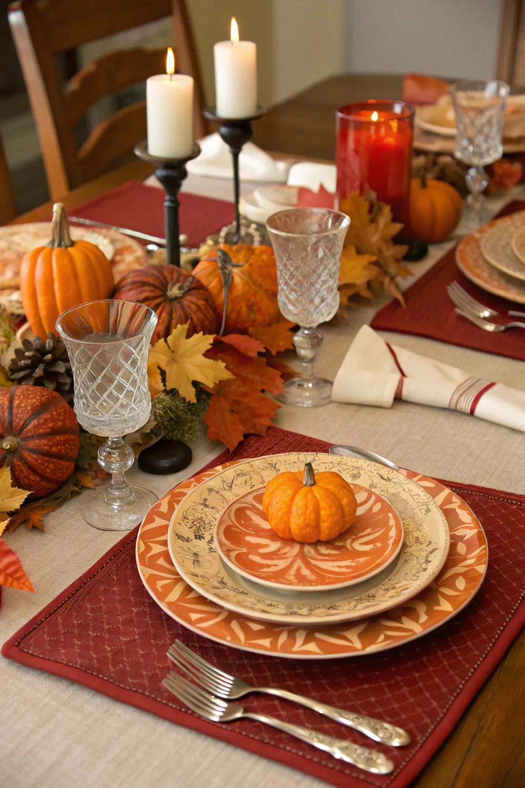 Autumn table settings create a festive dining experience.