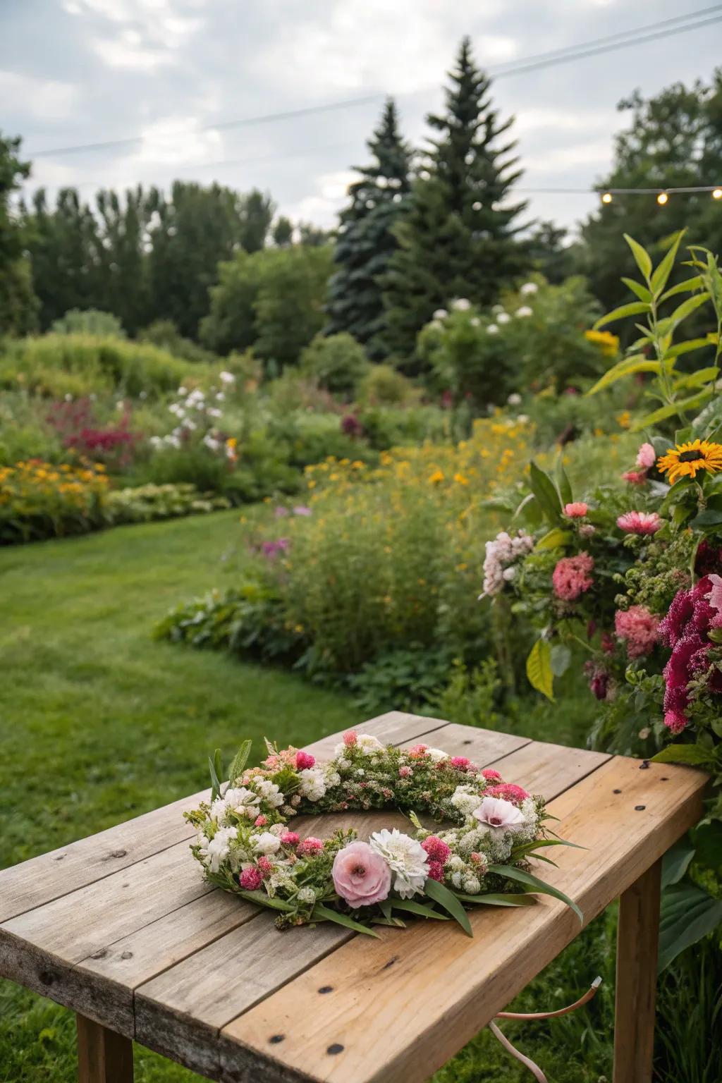 A garden goddess crown full of abundant beauty.