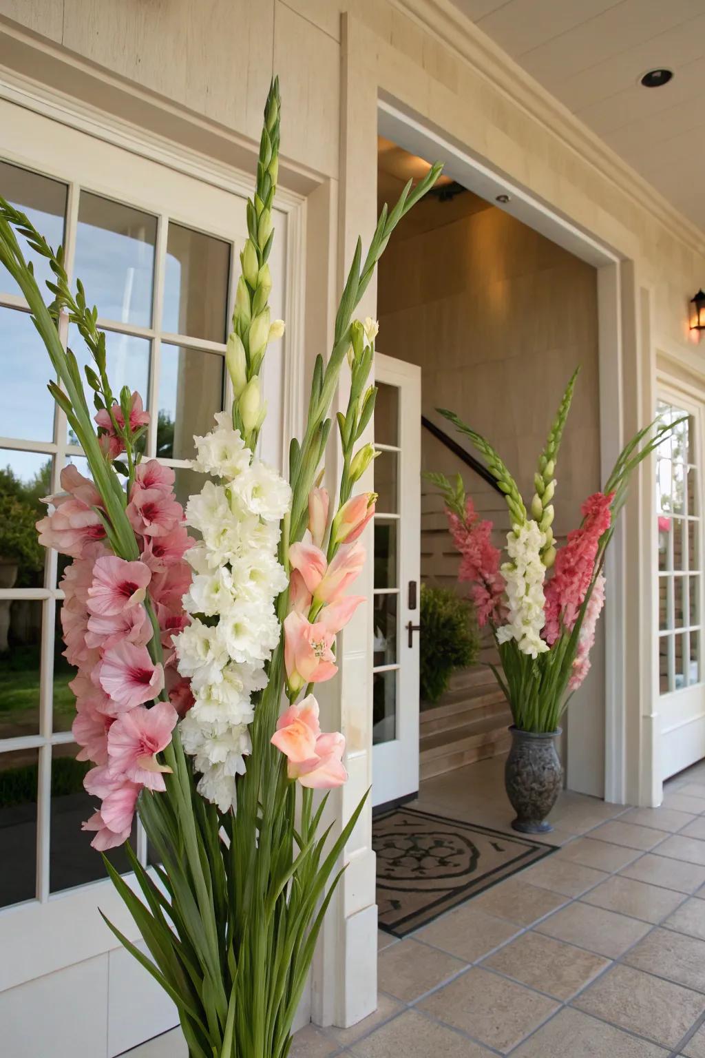 Gladiolus add a tall and striking element to decor.