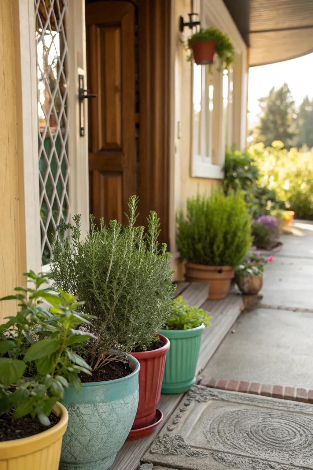 An herbal haven with rosemary and thyme.