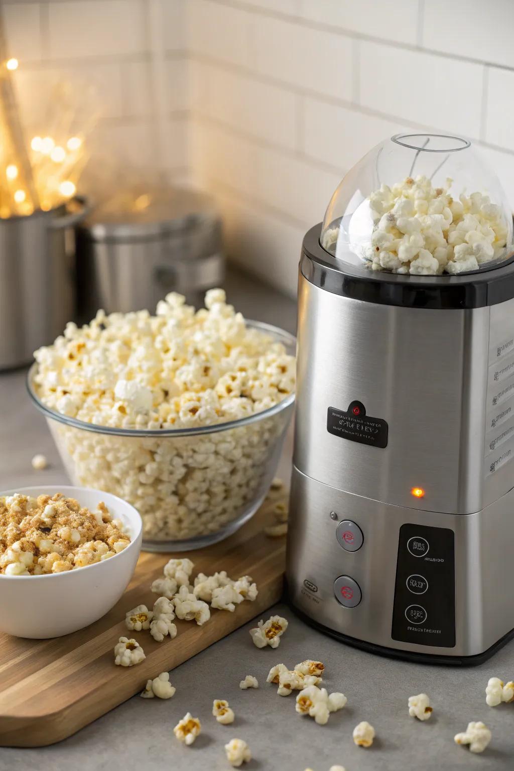 Elevate movie nights with a gourmet popcorn maker.