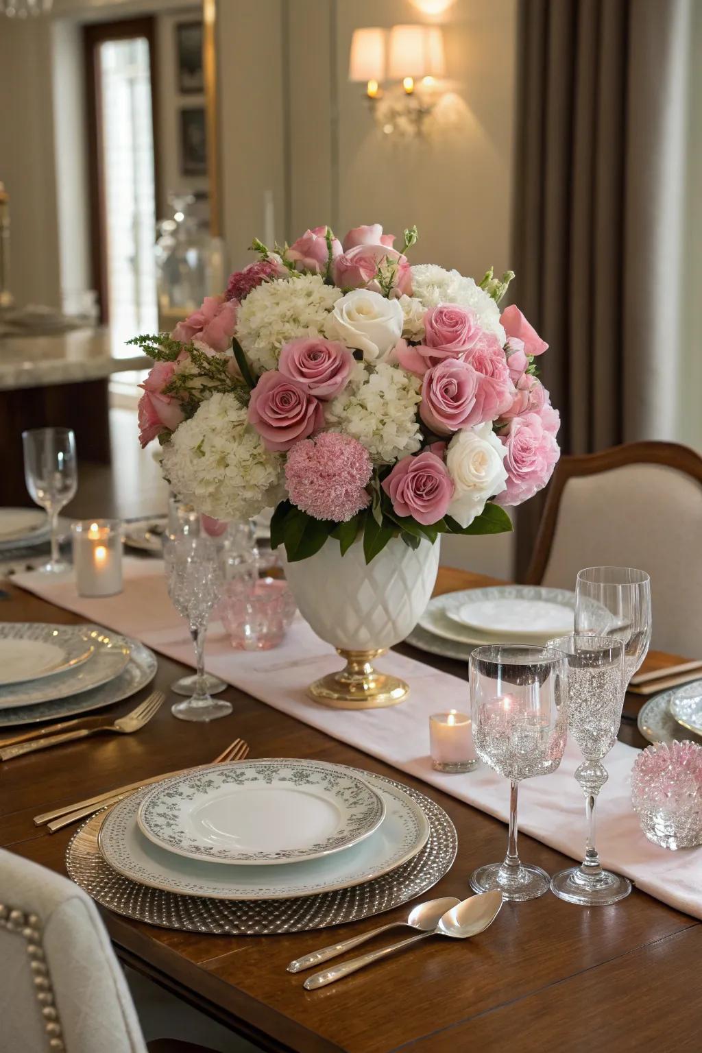 A dramatic dining room centerpiece that creates a stunning focal point.