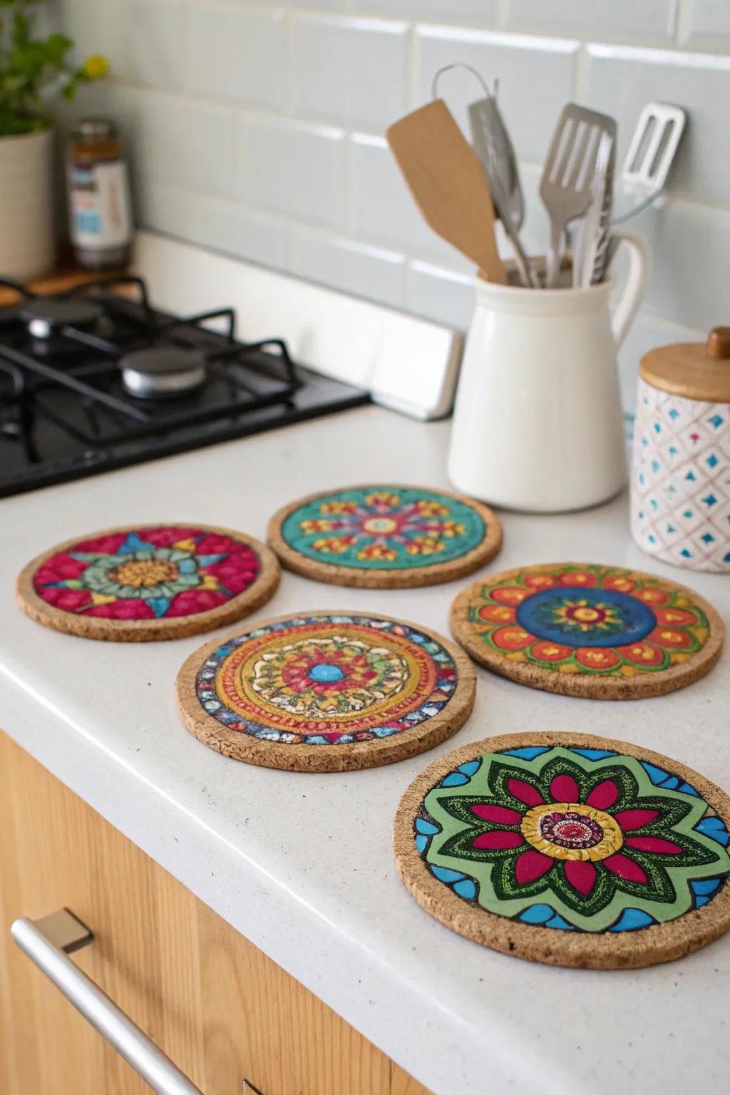 Stylish wine cork coasters that protect your surfaces with flair.