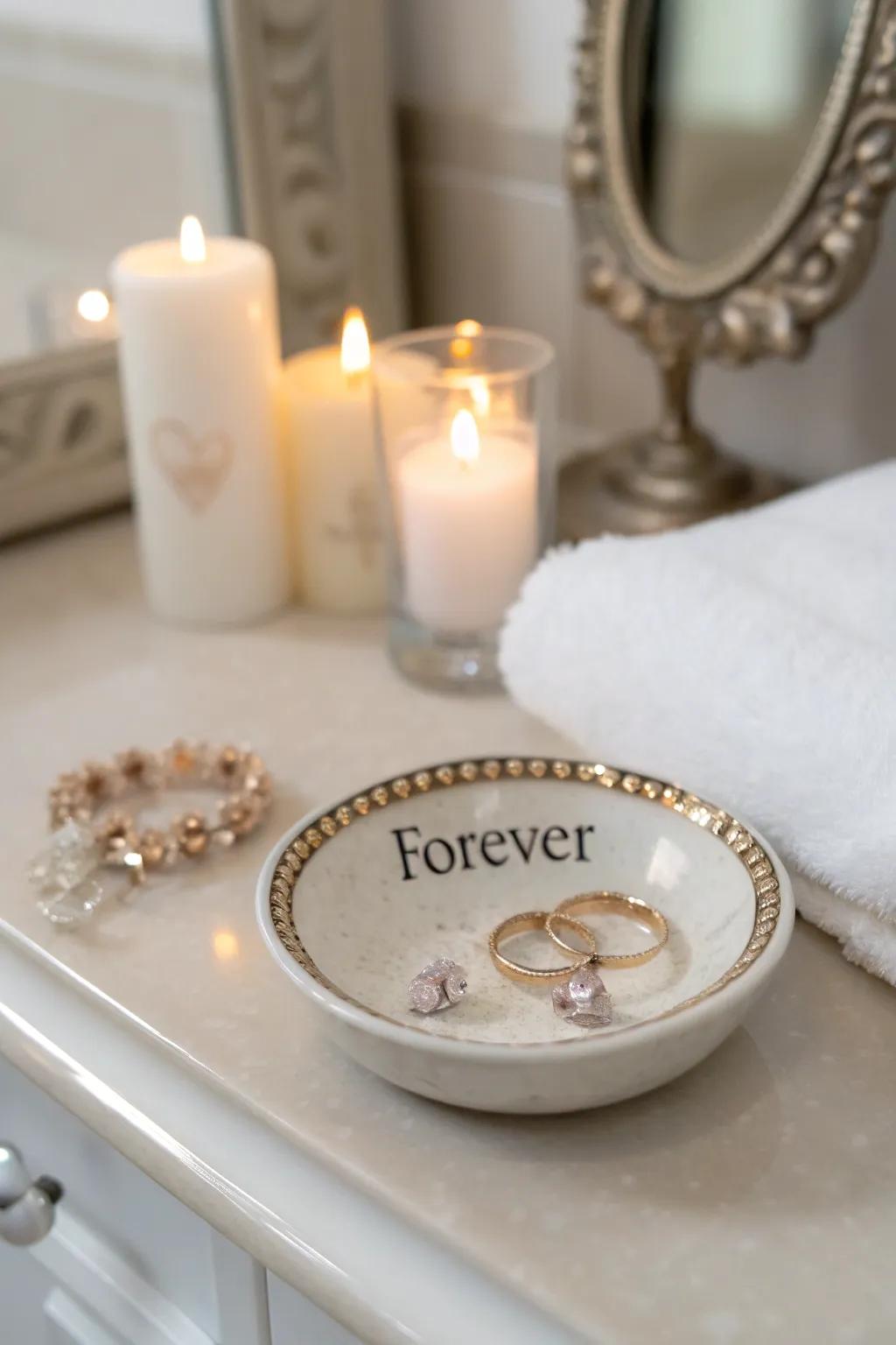 An engraved jewelry dish offering elegance and sentiment.