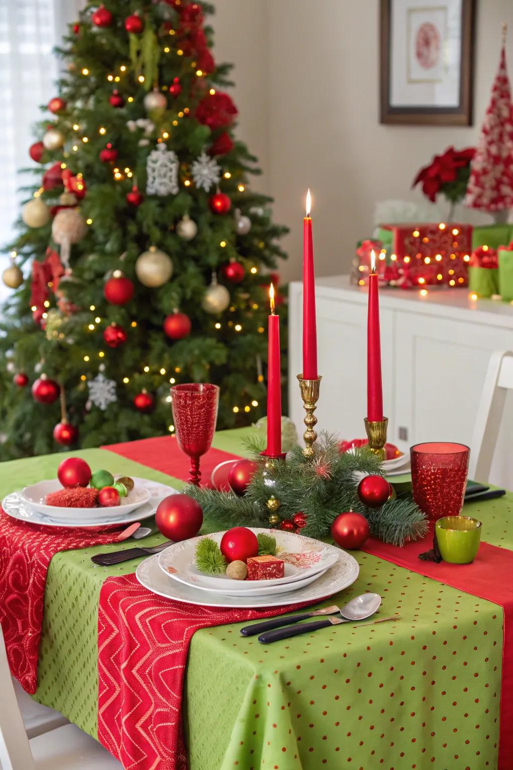 Bright and bold colors add joy and excitement to the festive table.