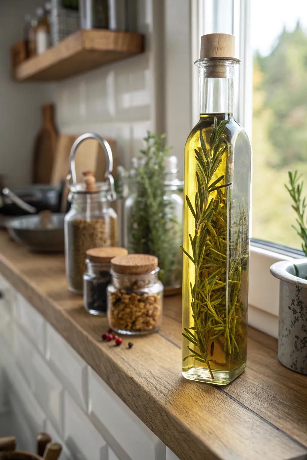 DIY infused olive oil that enhances culinary creations.