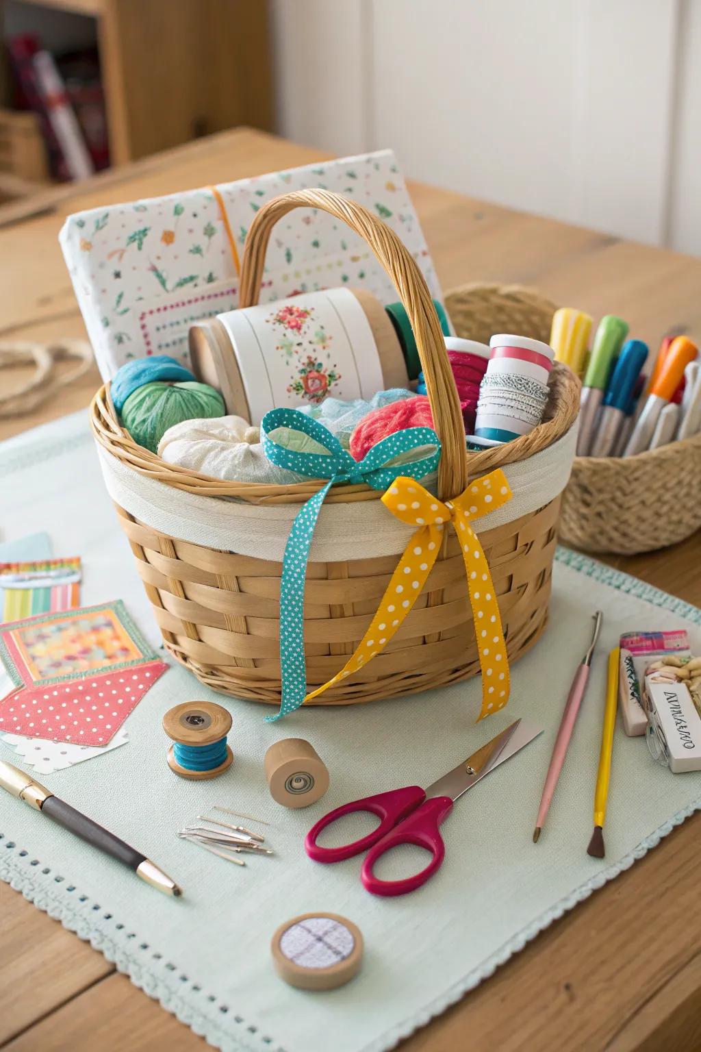 Inspire mom's creativity with a basket full of DIY craft kits.