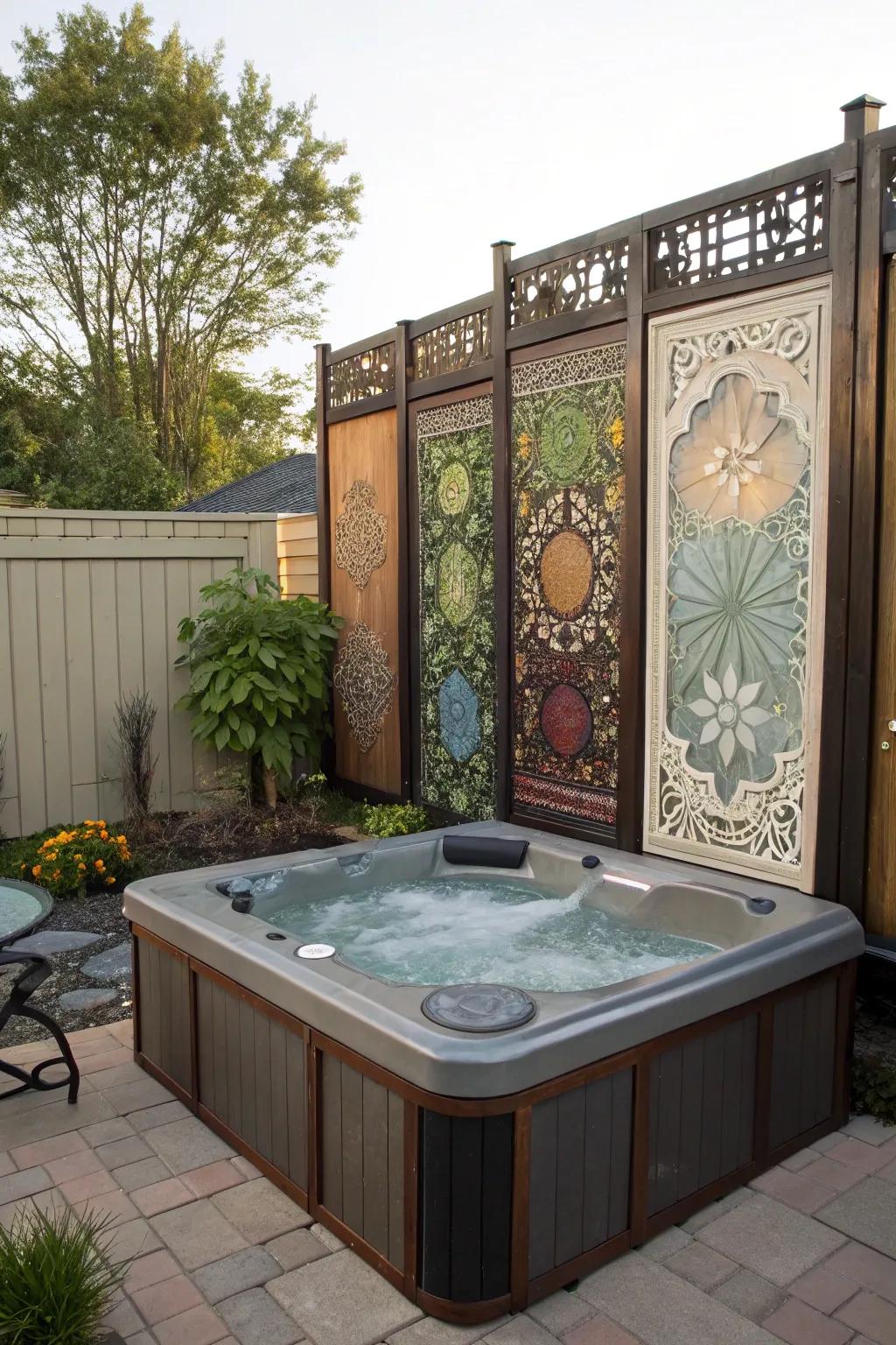 Decorative panels offer a stylish and functional privacy solution for your hot tub.