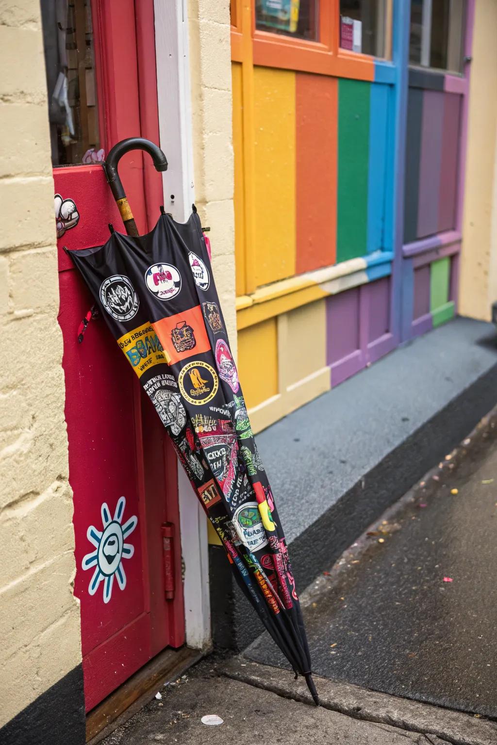 Stay dry and stylish with a punk patch umbrella.