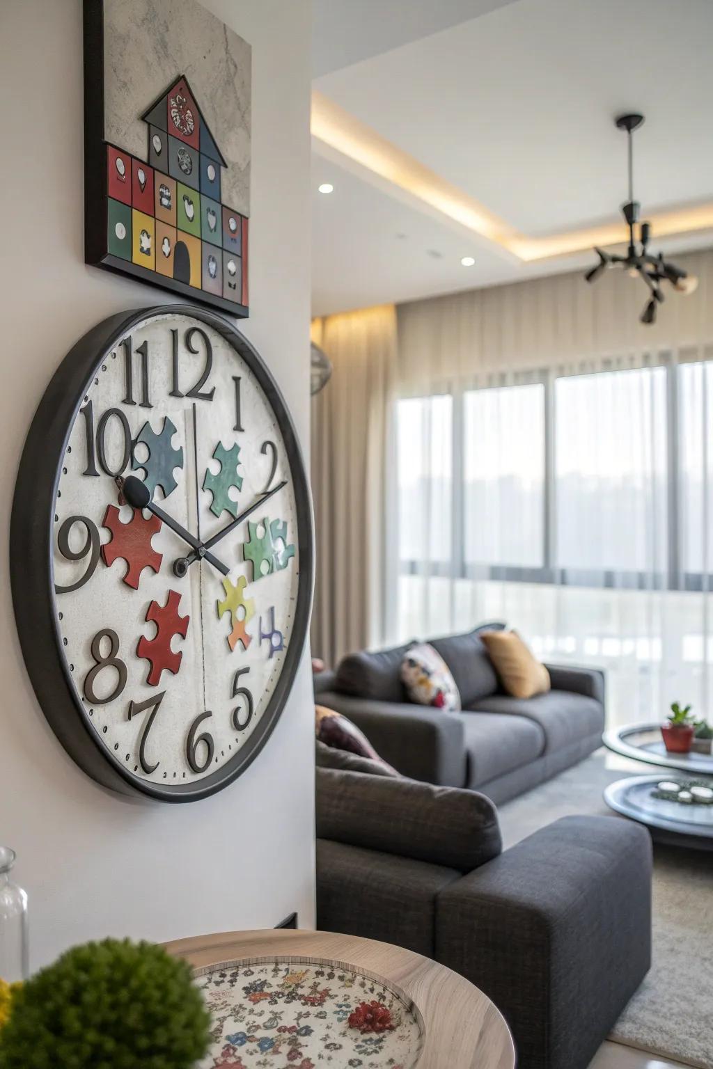 Keep track of time with a puzzle piece clock.