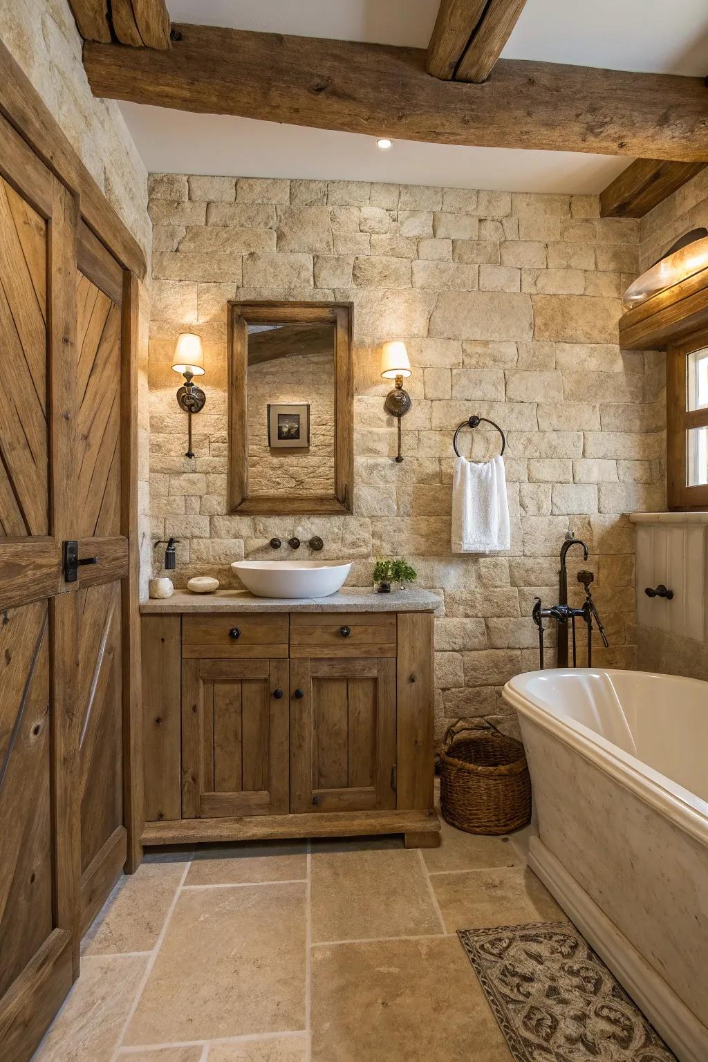 A travertine feature wall can serve as a stunning focal point in your bathroom.