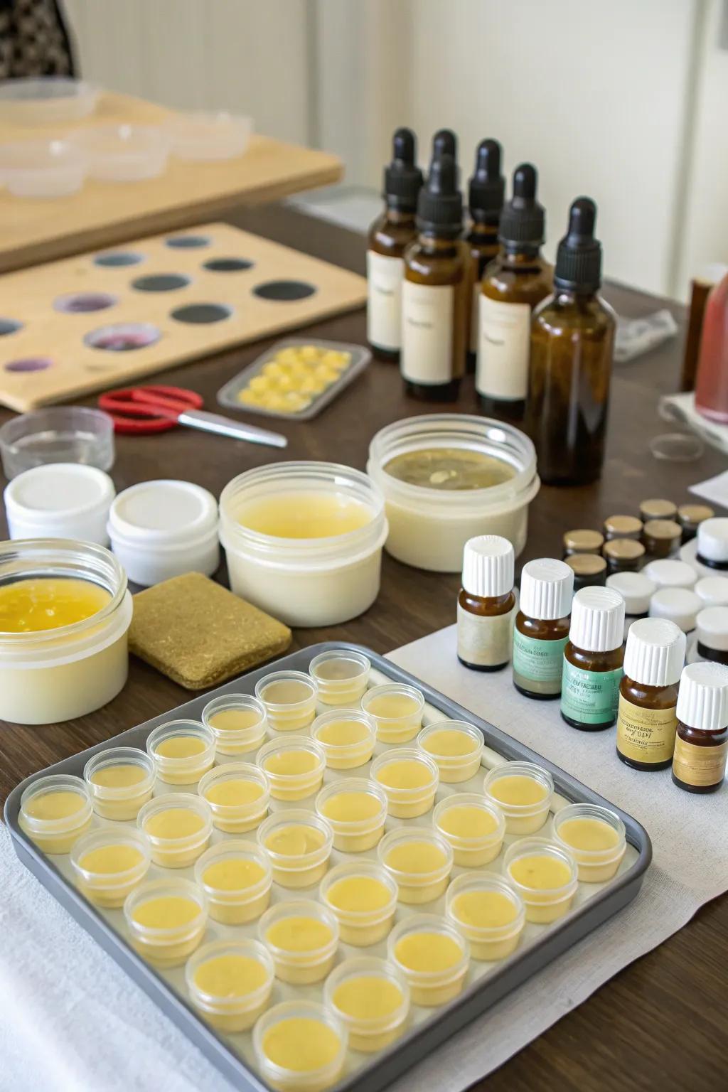 DIY lip balm stations offer a creative and practical spa day activity.