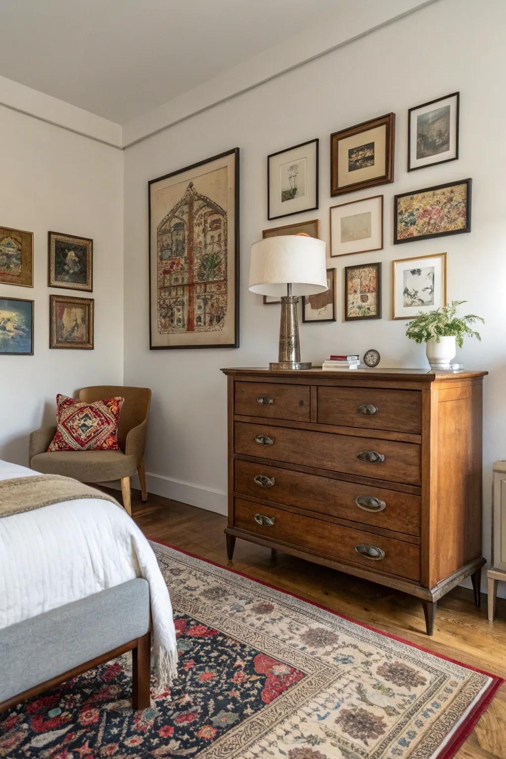 Mixing old and new elements creates a unique and dynamic bedroom.