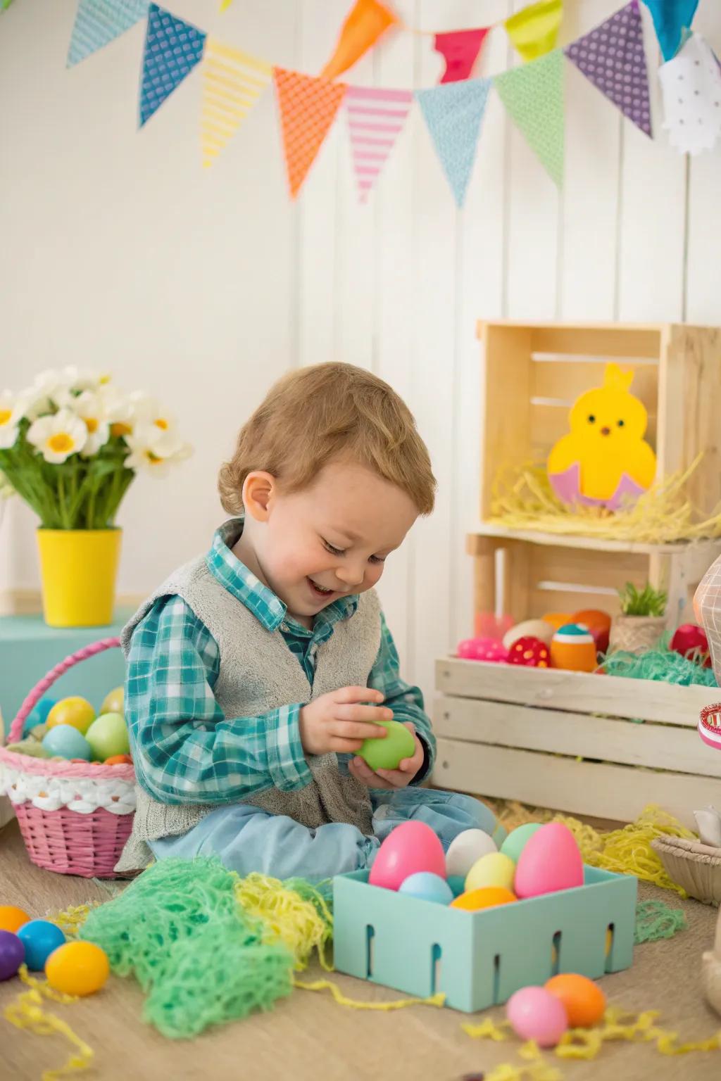 A creative Easter crafting corner for little artists.