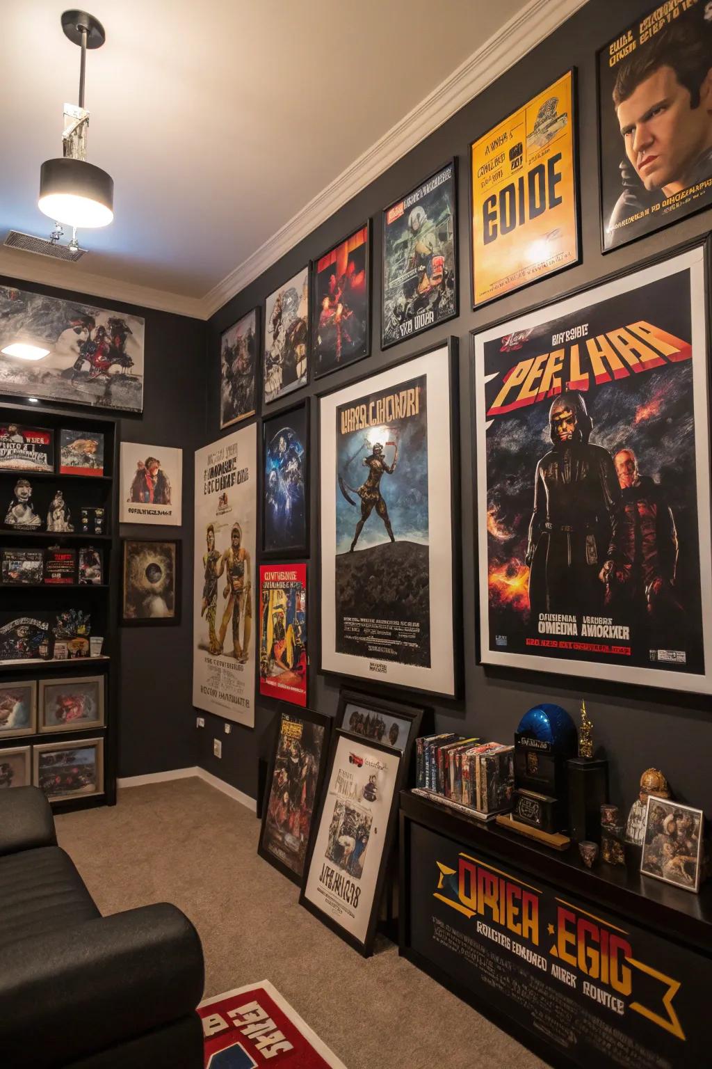 A pop culture collage with iconic posters and memorabilia.