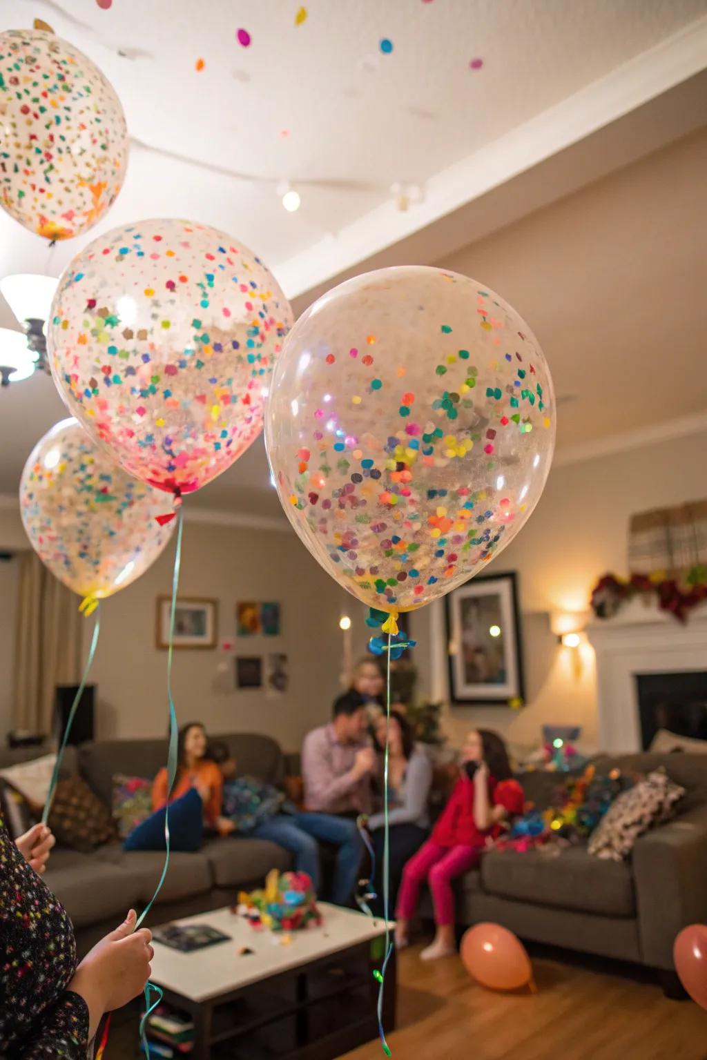 Add a playful twist with confetti-filled balloons.