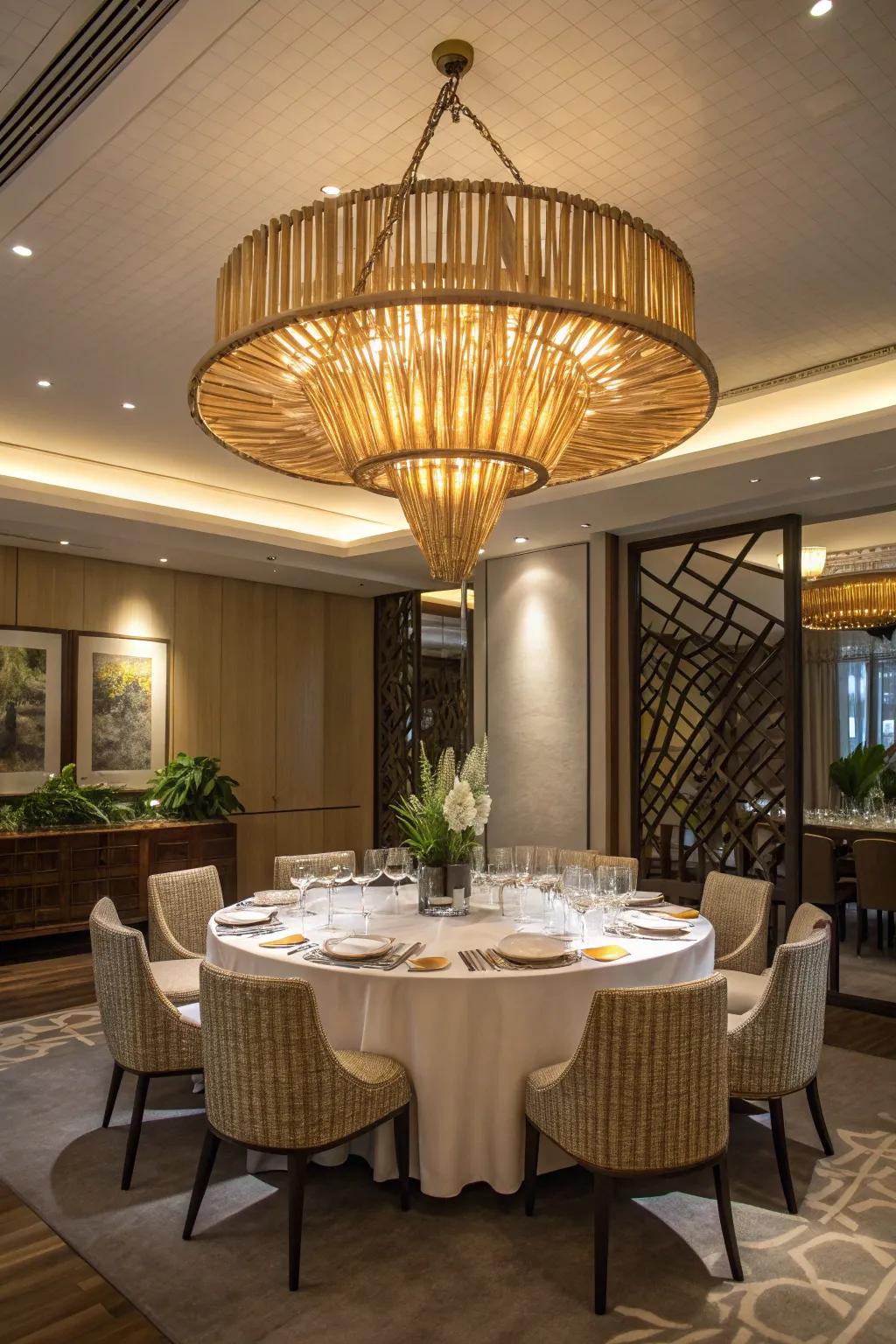 Bamboo chandeliers make a striking statement in any room.