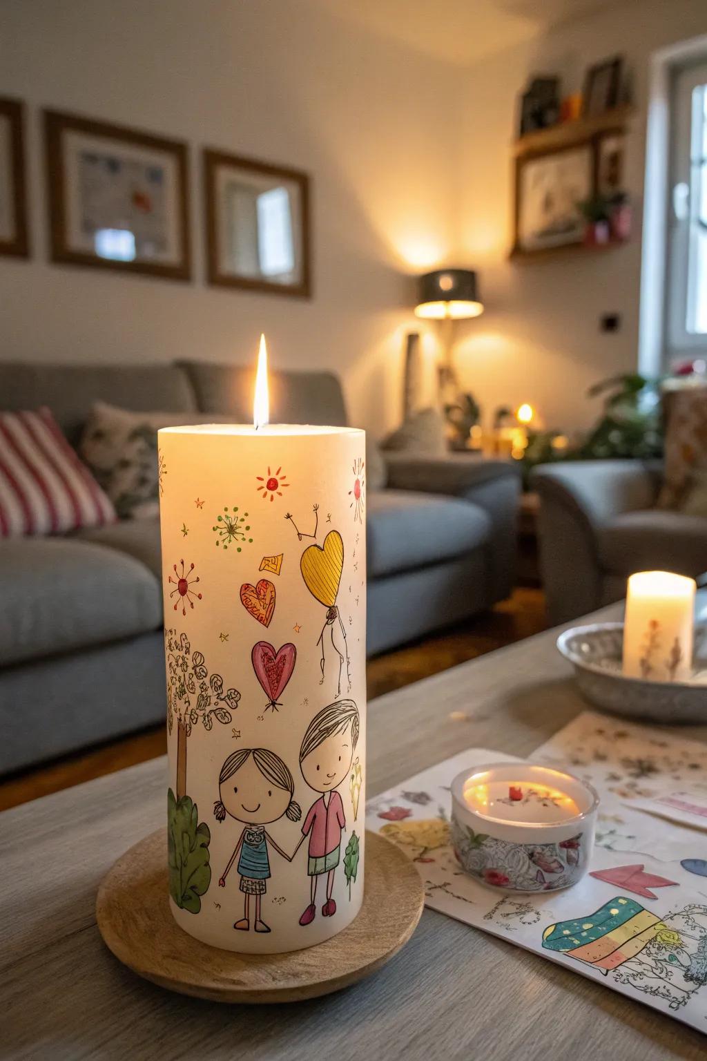 A unique candle transfer gift, blending creativity and warmth into a glowing display.