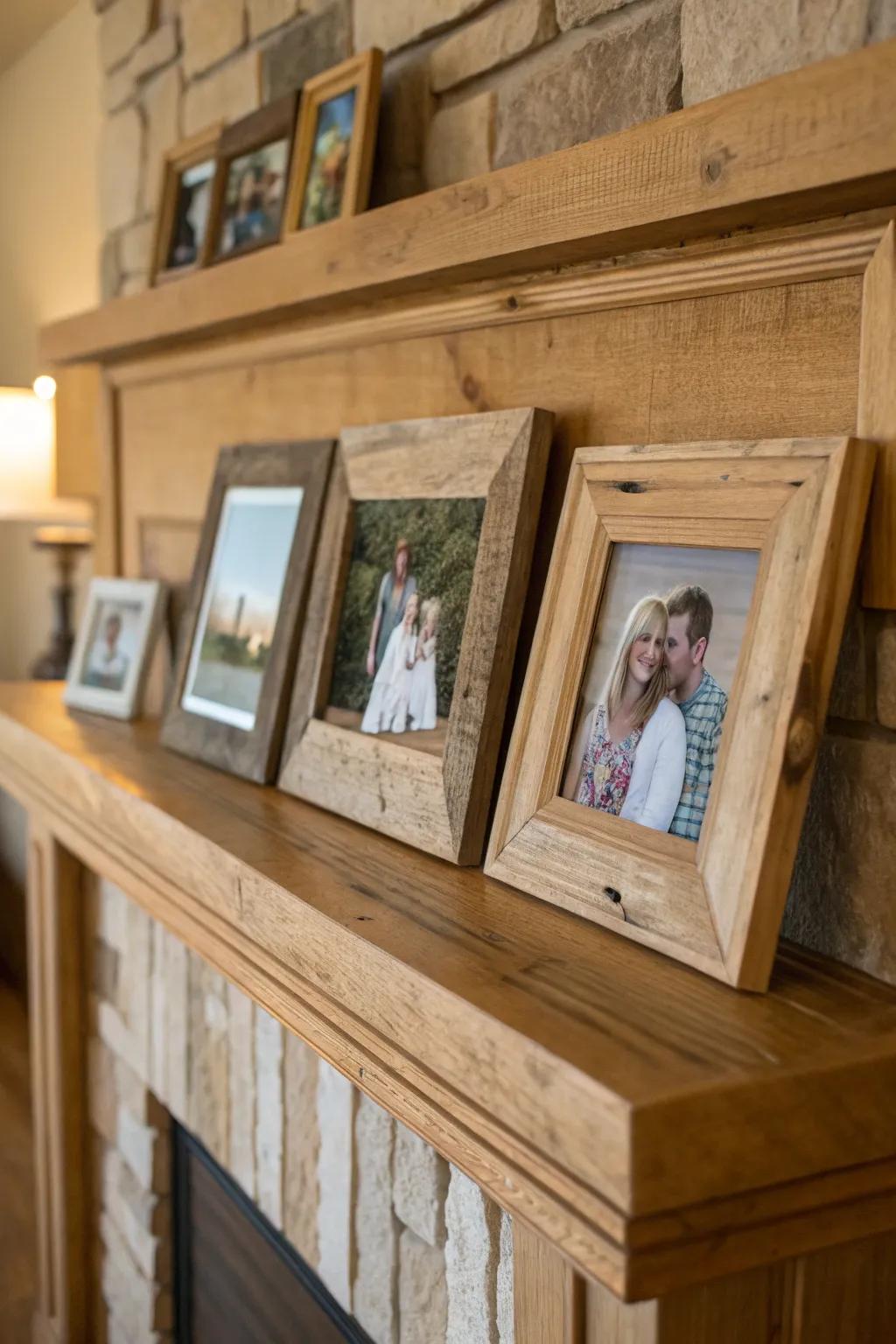 Charming recycled wood picture frames showcasing treasured memories sustainably.