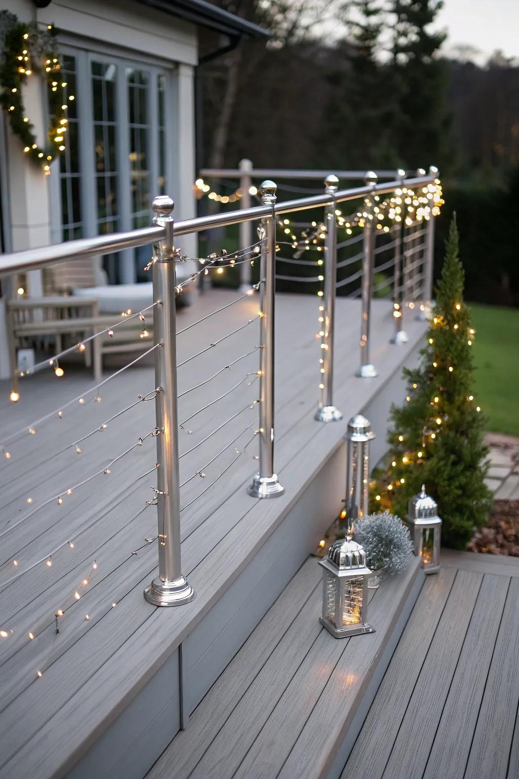 A grey deck with silver accents for a glamorous, sparkling effect.