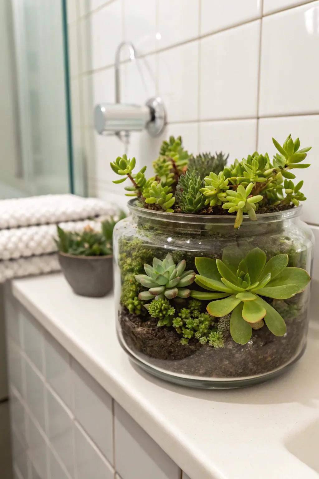 Incorporate greenery with a miniature succulent garden.