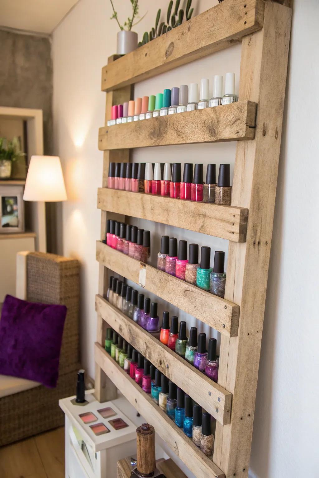 DIY pallet shelves add a rustic and personalized touch to your storage.