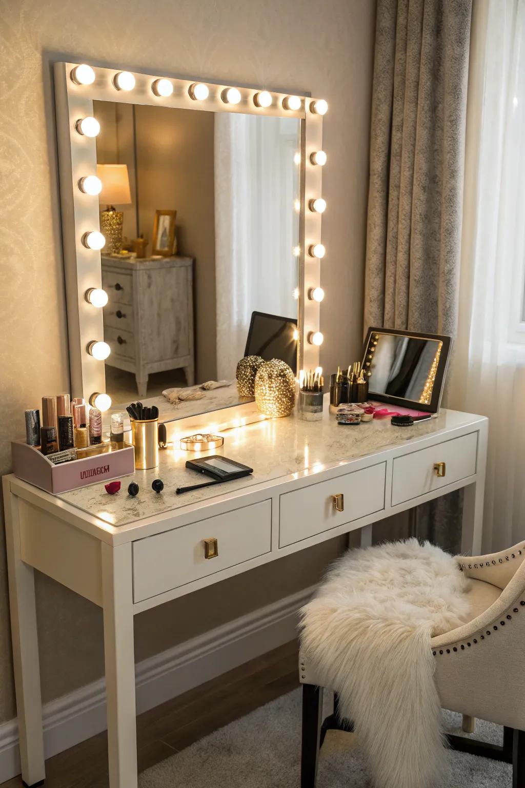 Make your vanity a glam spot with LED lighting.