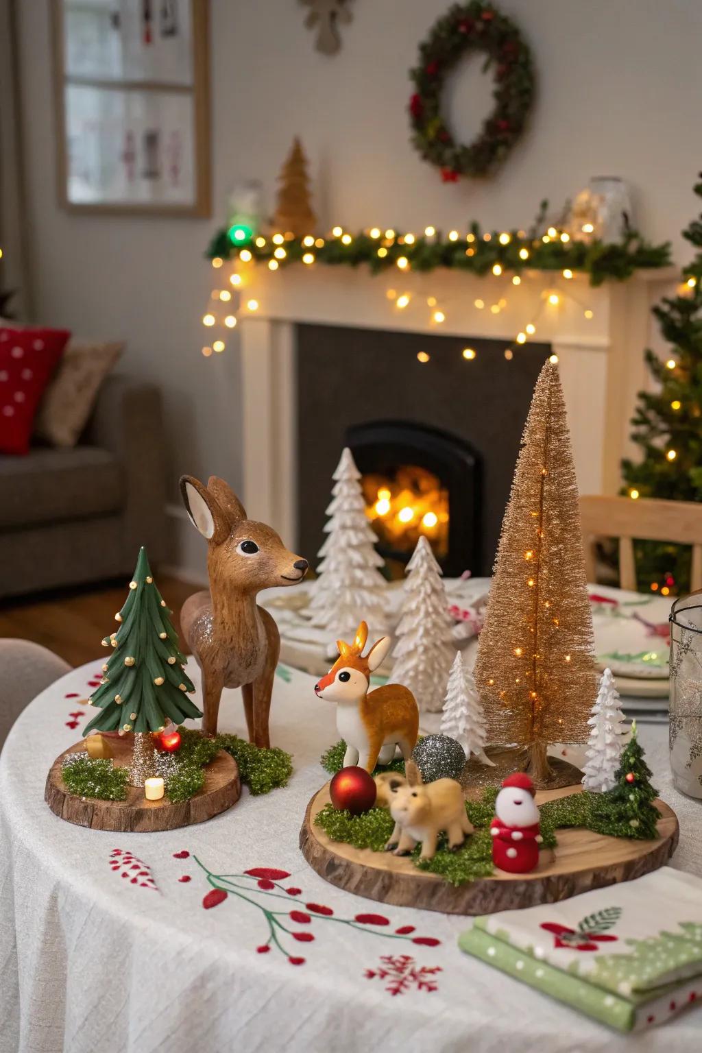 Woodland creatures add charm and wonder to the Christmas table.