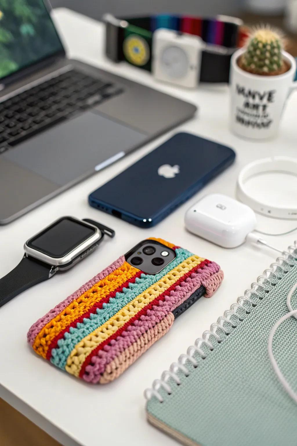 A personalized crochet phone case for everyday protection.