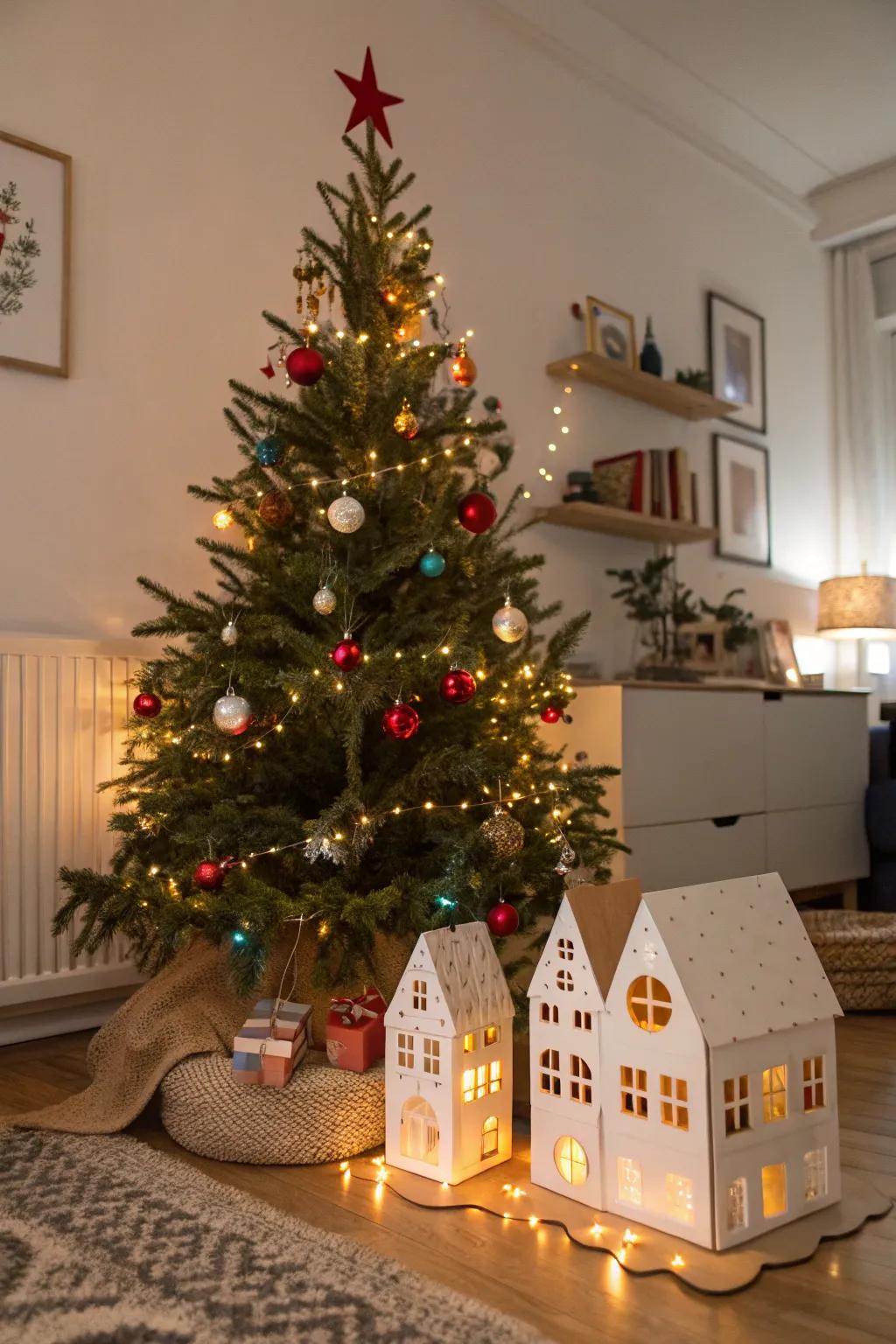 A DIY scene adds personality and charm under your Christmas tree.