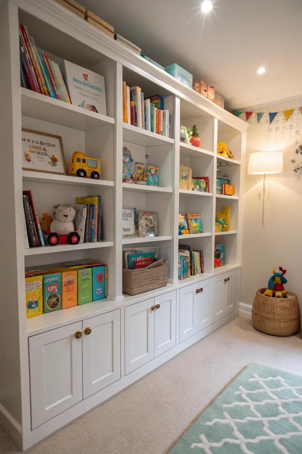 Built-in bookcases offer a custom and elegant storage solution.