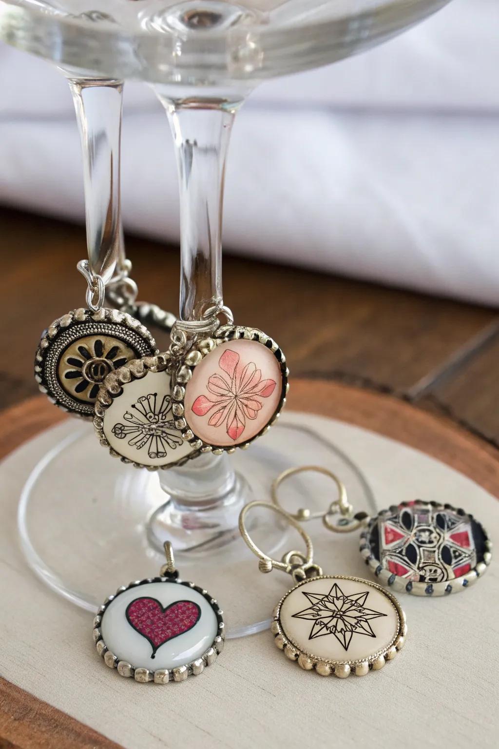 Personalized wine charms that add flair to any gathering.