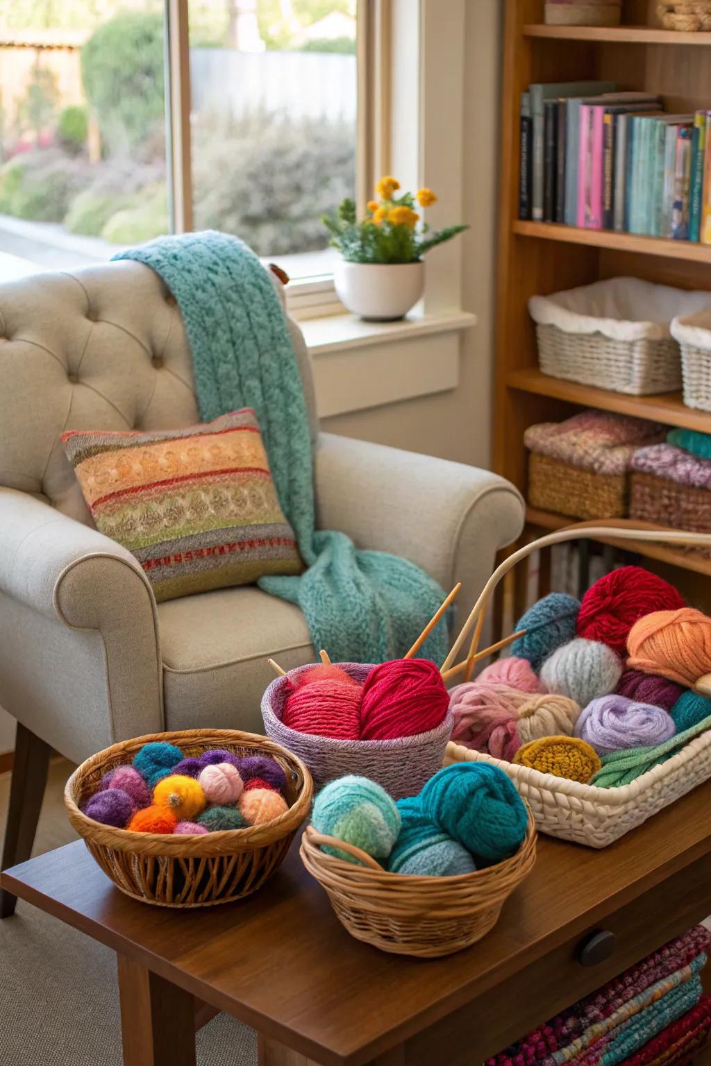 Knitting and crochet nook: weaving warmth and creativity.