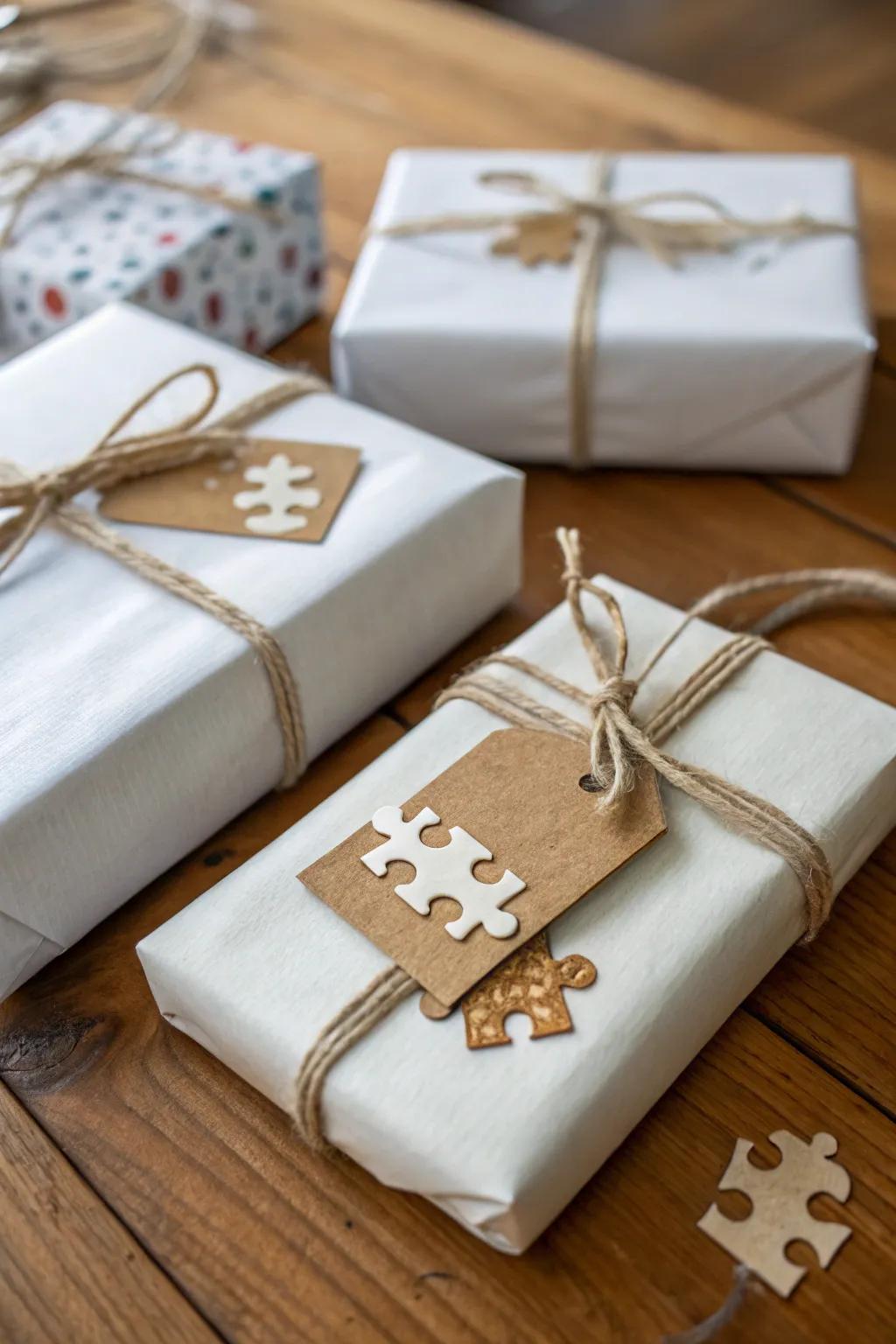 Make your gifts memorable with puzzle piece tags.