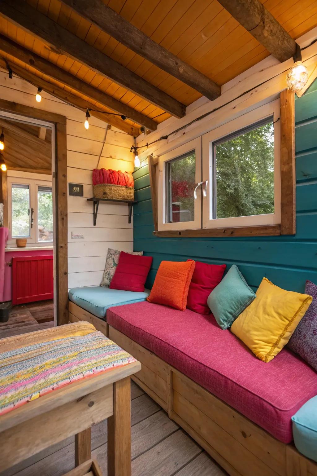 Color accents bring vibrancy and personality to a cabin's decor.