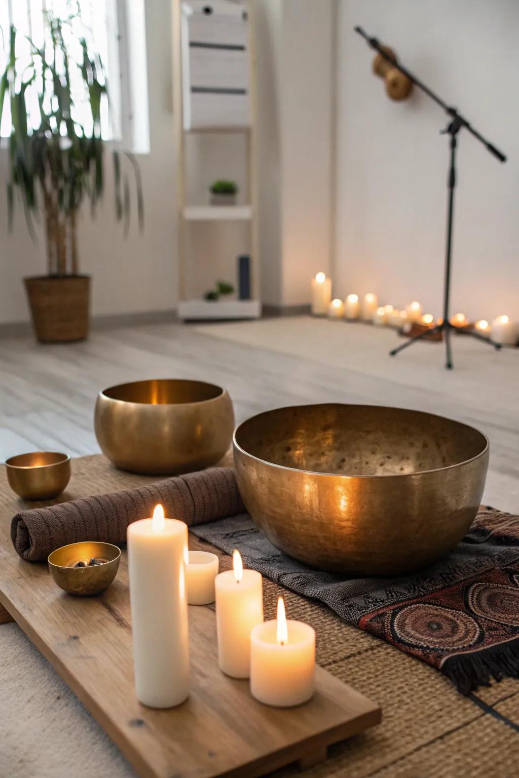 A sound bath provides a peaceful and relaxing conclusion to the spa day.