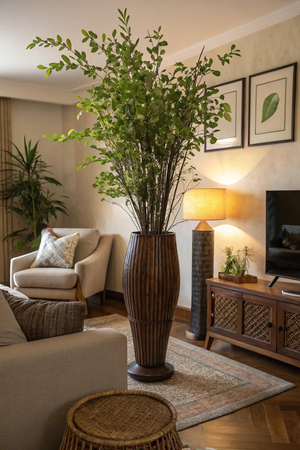 Foliage can bring a tropical vibe indoors.